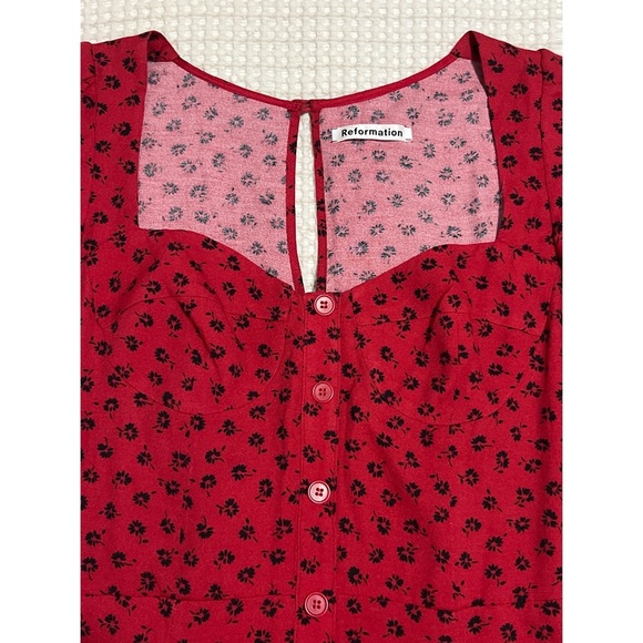 Reformation Milla Dress Women’s 4 Red Black Floral Mini - Picture 9 of 14